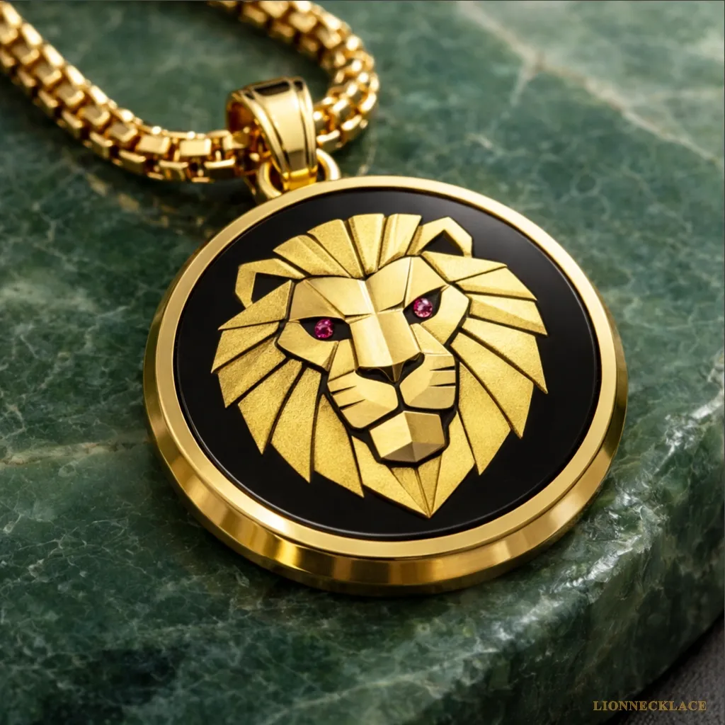 LionNecklace Gold Geometric Lion Medallion – Inlay Edition 04 Gold Geometric Lion Medallion – Inlay Edition 04