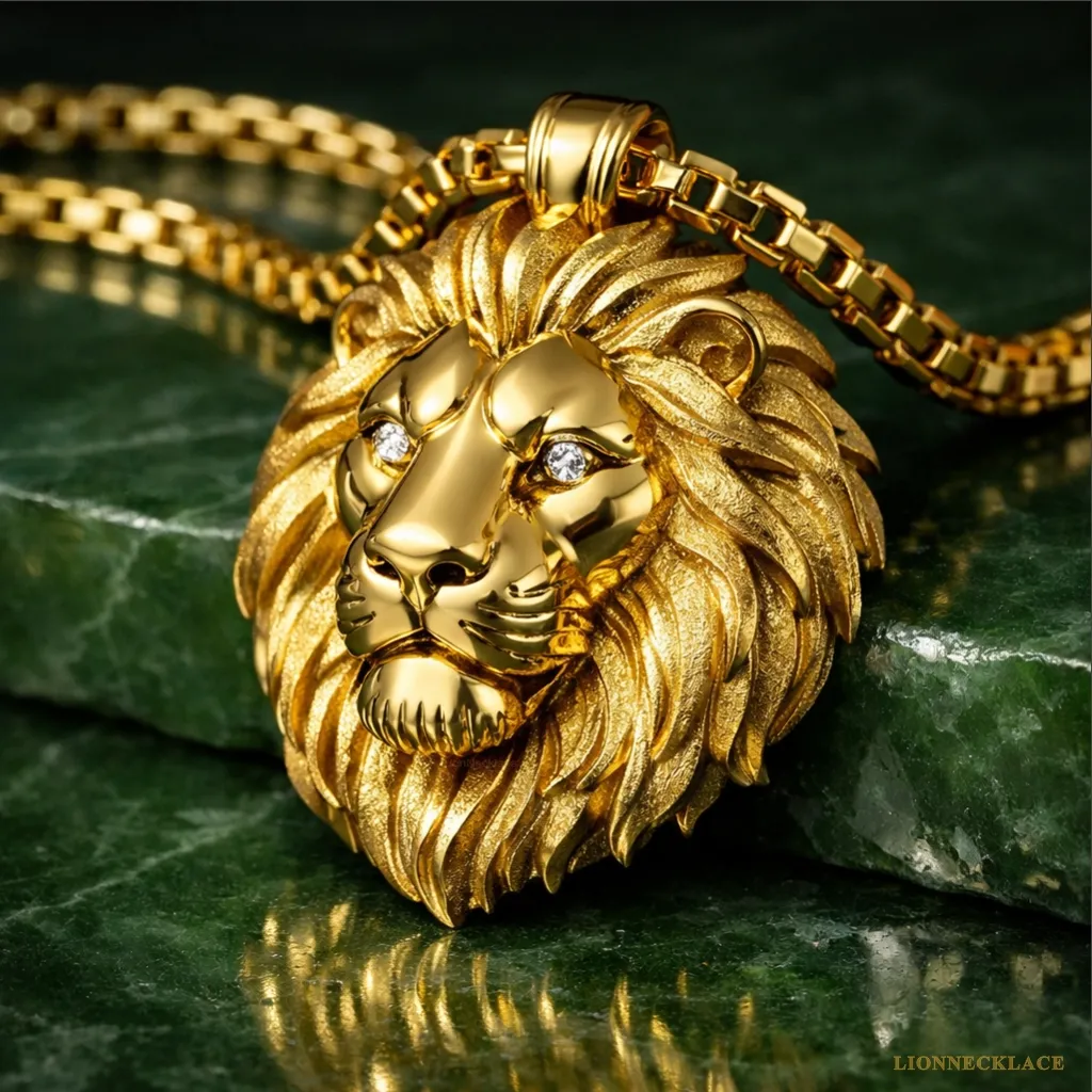 lionnecklace gold sculptural lion relief 01